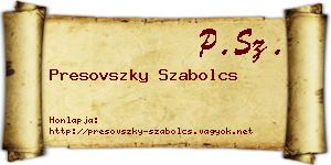 Presovszky Szabolcs névjegykártya